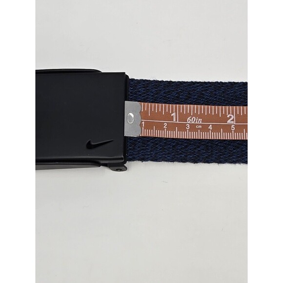 NIKE NAVY BLUE WEBBING WOVEN FABRIC UTILITY BELT MATTE BLACK BUCKLE MEN OS GOLF - Picture 11 of 12
